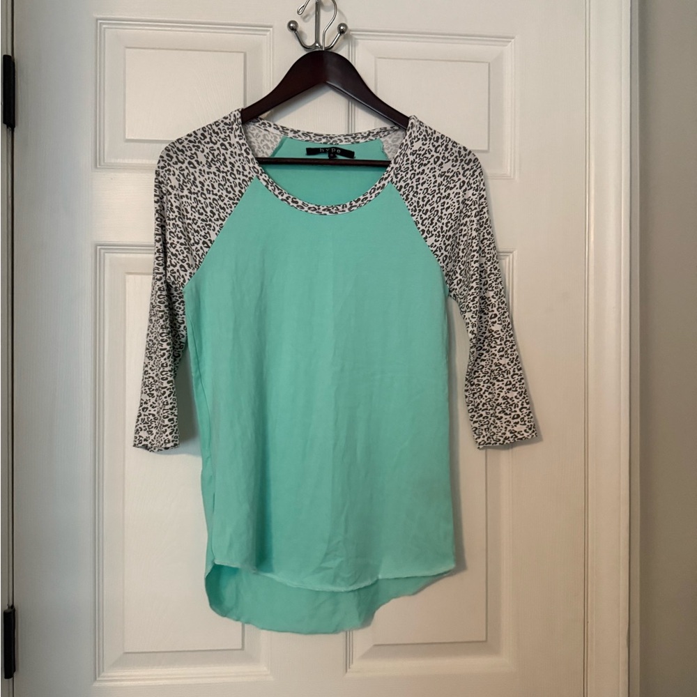 Hype Green and Gray Raglan 3/4 Sleeve Tee